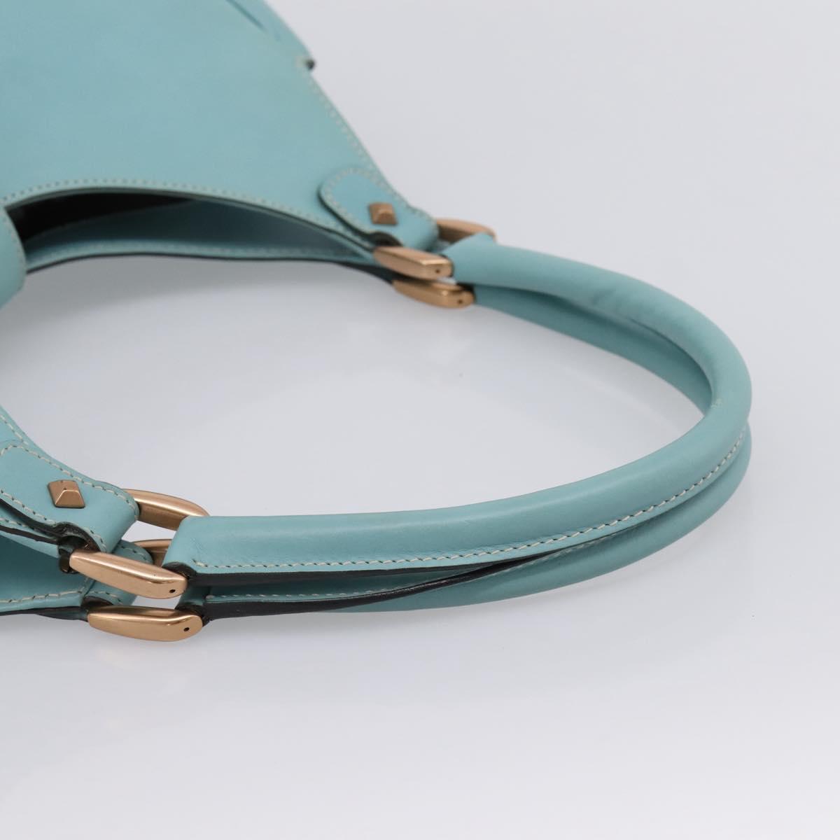 GUCCI New Jackie Hand Bag Leather Light Blue Gold 124407 Auth 203254V