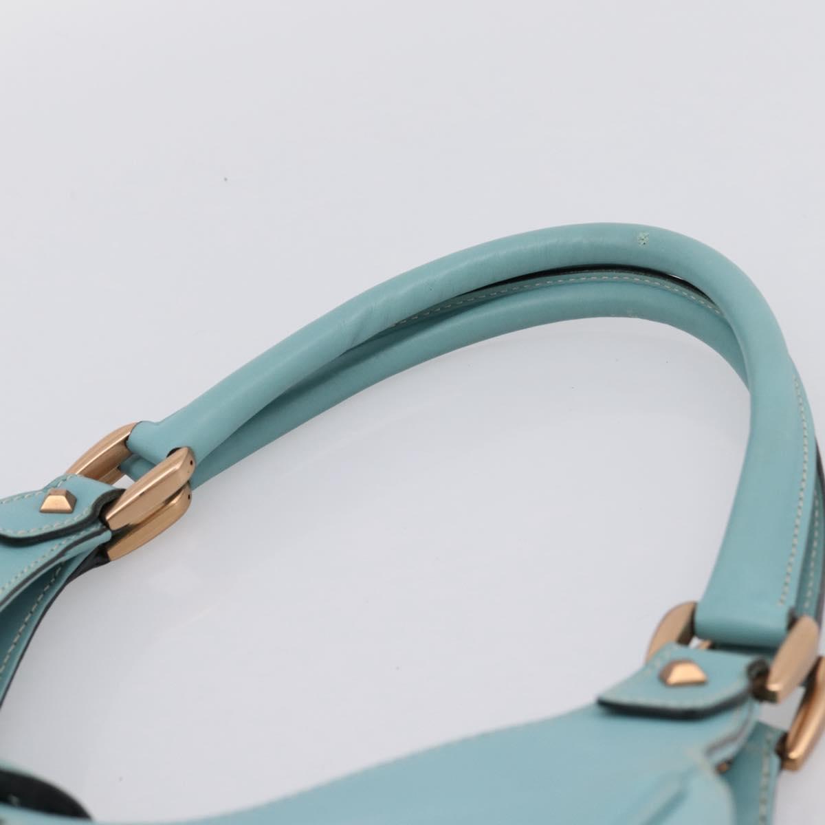GUCCI New Jackie Hand Bag Leather Light Blue Gold 124407 Auth 203254V