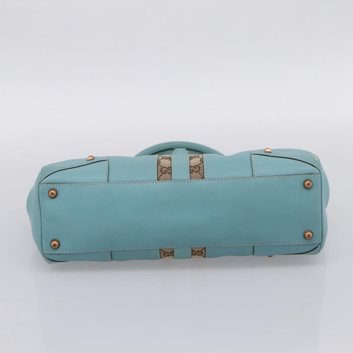 GUCCI New Jackie Hand Bag Leather Light Blue Gold 124407 Auth 203254V