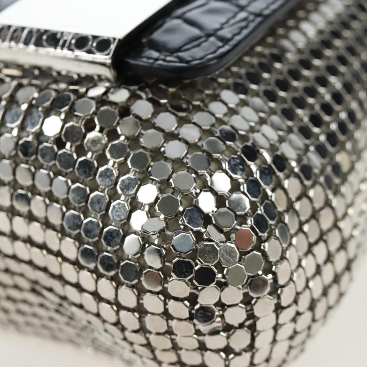 Jimmy Choo Chain Shoulder Bag Leather Sequins Silver Auth 203255M