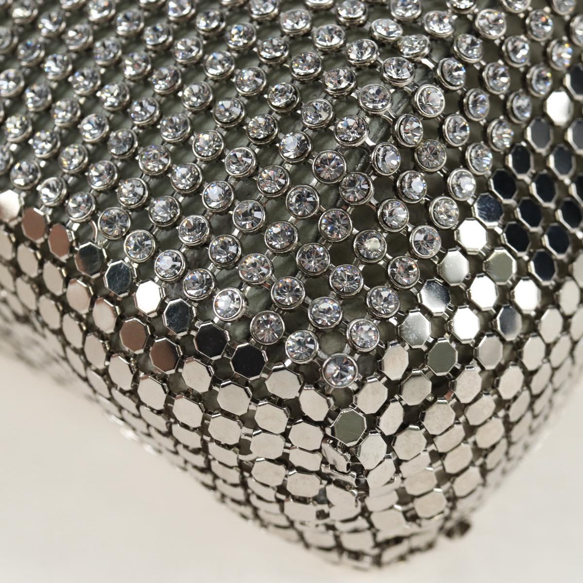 Jimmy Choo Chain Shoulder Bag Leather Sequins Silver Auth 203255M