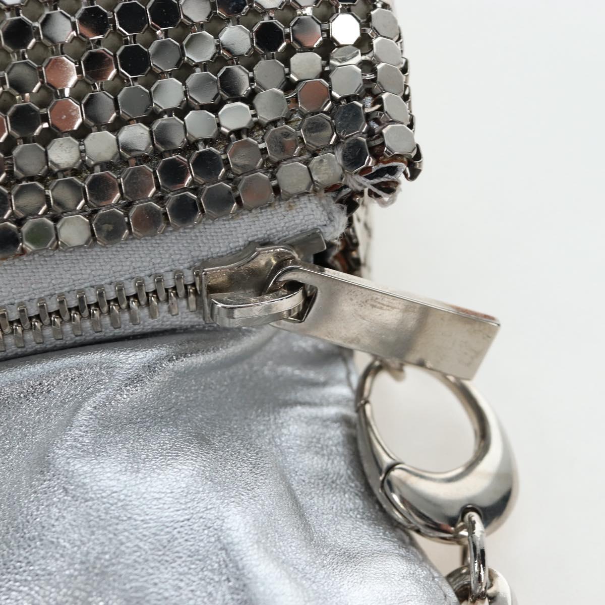 Jimmy Choo Chain Shoulder Bag Leather Sequins Silver Auth 203255M