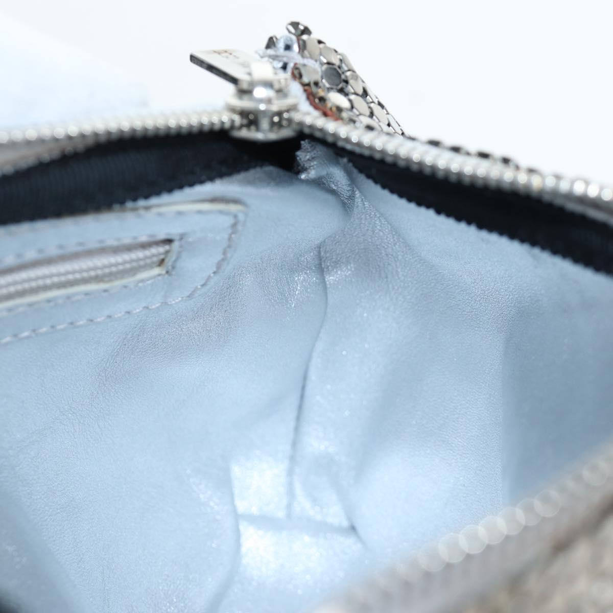 Jimmy Choo Chain Shoulder Bag Leather Sequins Silver Auth 203255M