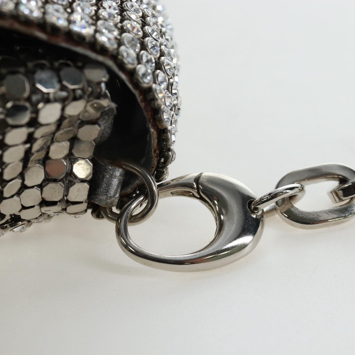 Jimmy Choo Chain Shoulder Bag Leather Sequins Silver Auth 203255M
