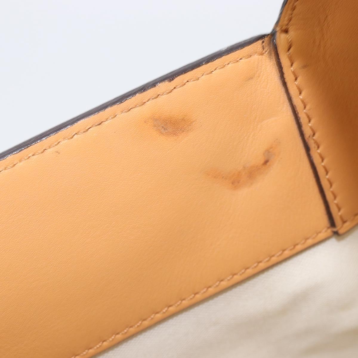 LOUIS VUITTON V Baguette GM Shoulder Bag Leather White Silver LV Auth 203256