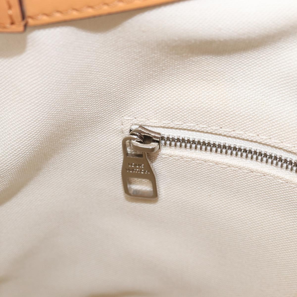 LOUIS VUITTON V Baguette GM Shoulder Bag Leather White Silver LV Auth 203256