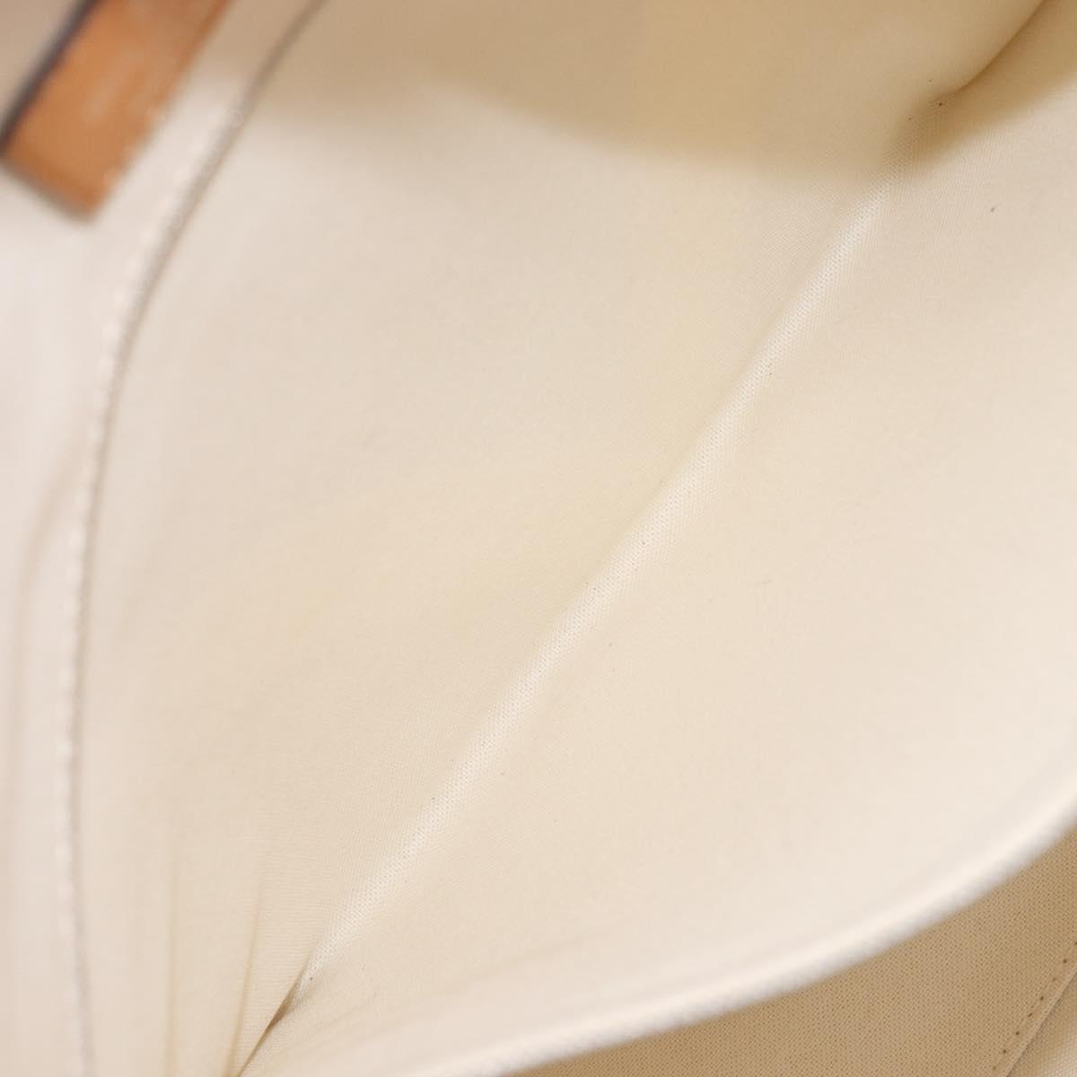 LOUIS VUITTON V Baguette GM Shoulder Bag Leather White Silver LV Auth 203256