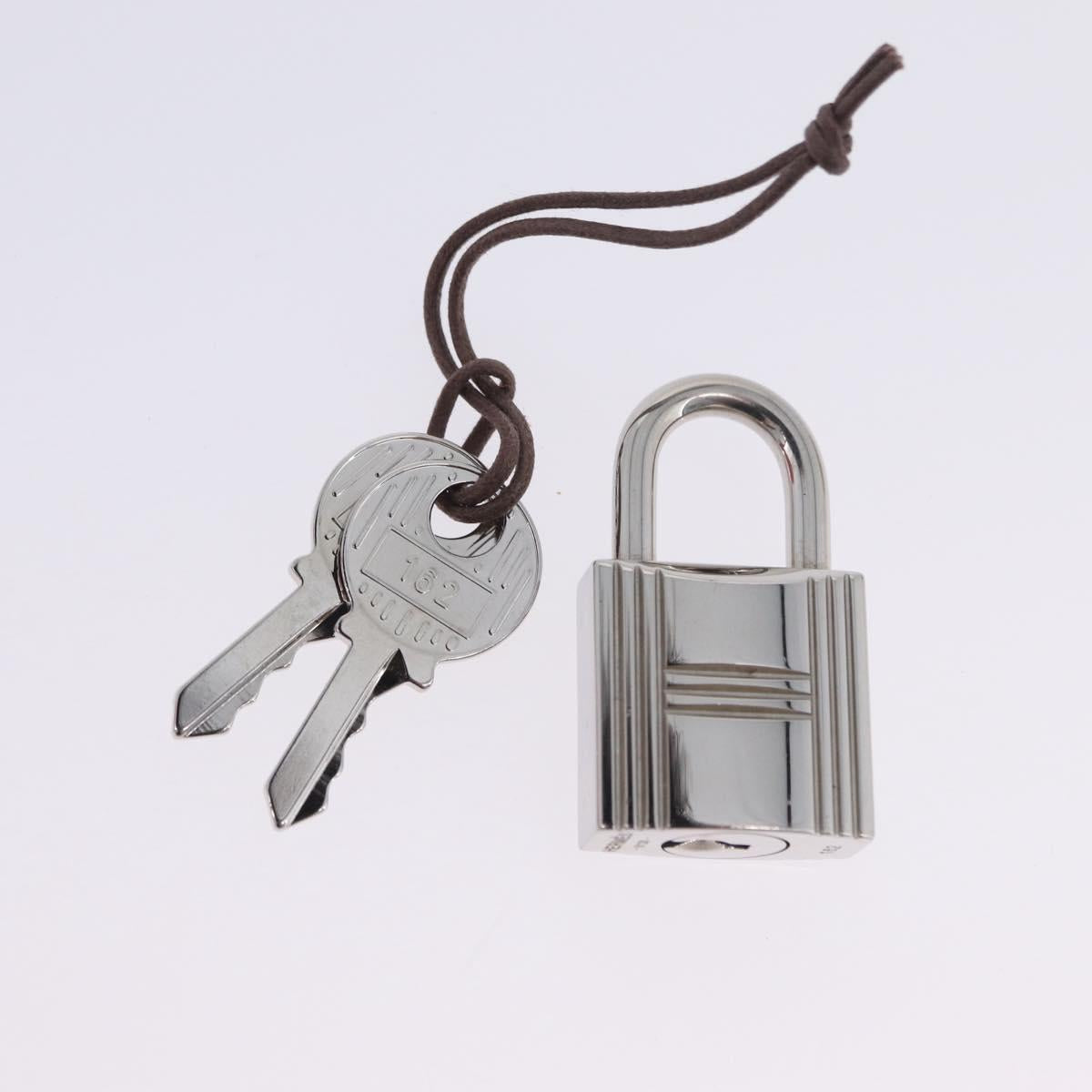 HERMES Pico Tan Lock MM Hand Bag Leather Pink Silver Auth 203257SAM