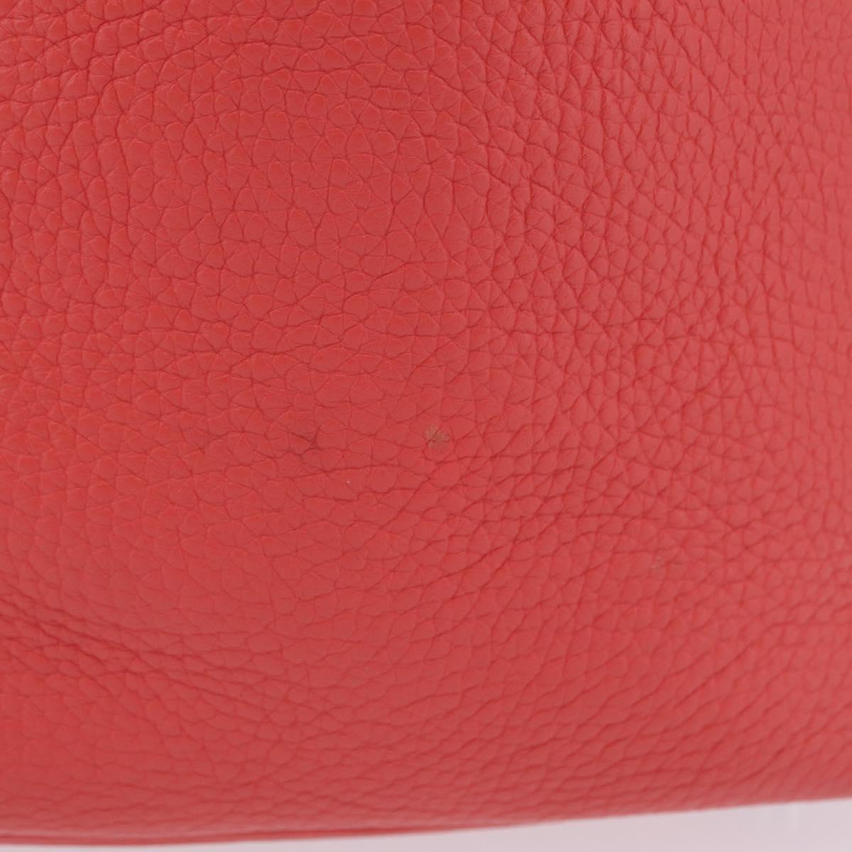 HERMES Pico Tan Lock MM Hand Bag Leather Pink Silver Auth 203257SAM