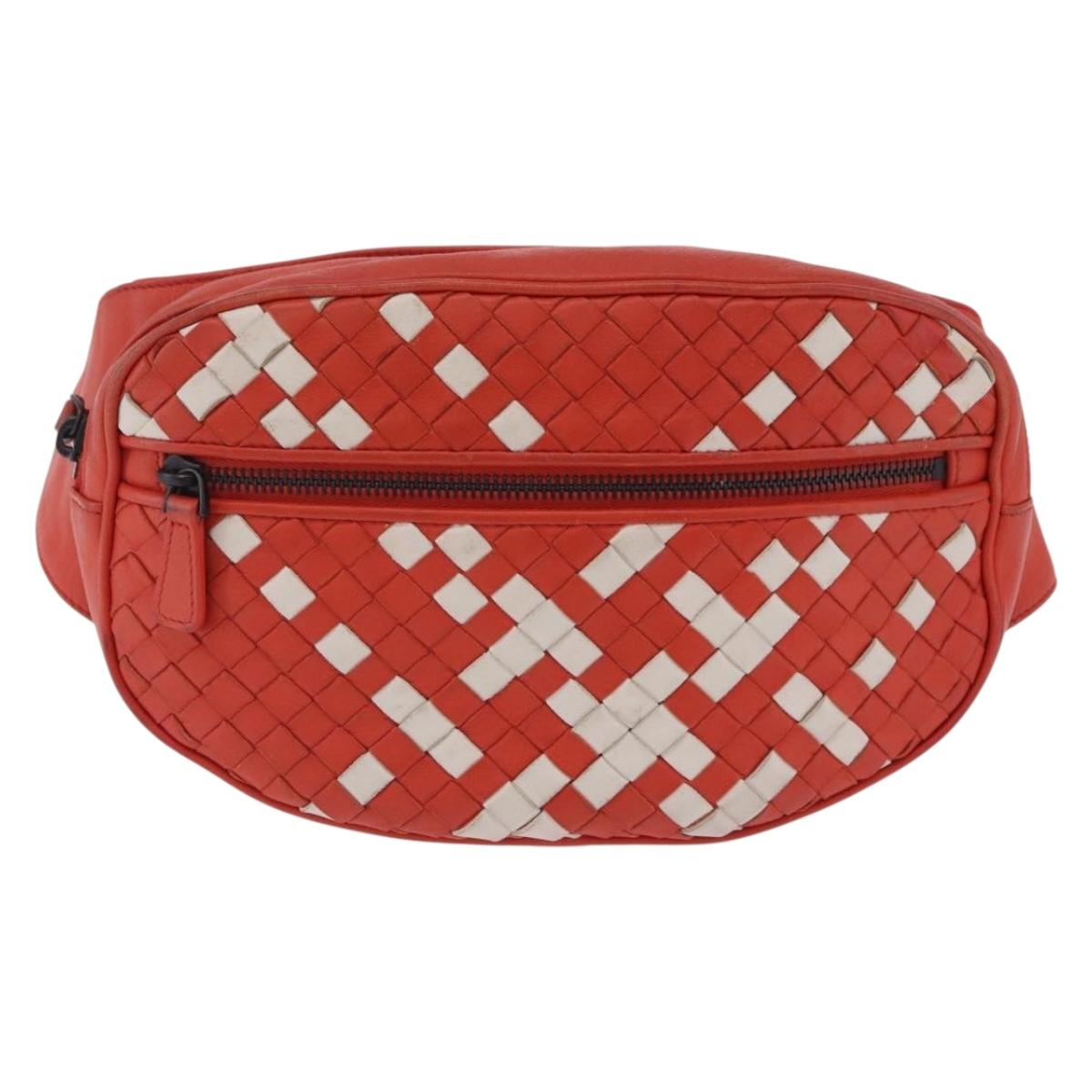 BOTTEGA VENETA INTRECCIATO Waist Bag Leather Red Auth 203258A