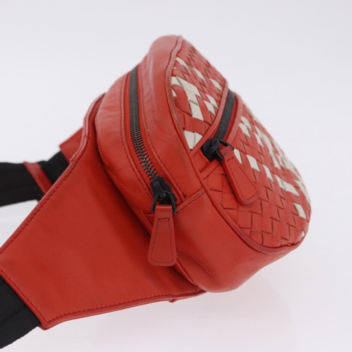 BOTTEGA VENETA INTRECCIATO Waist Bag Leather Red Auth 203258A