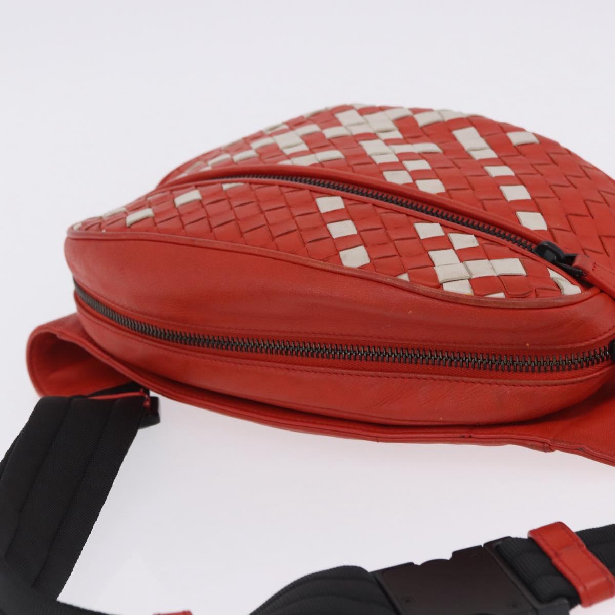 BOTTEGA VENETA INTRECCIATO Waist Bag Leather Red Auth 203258A