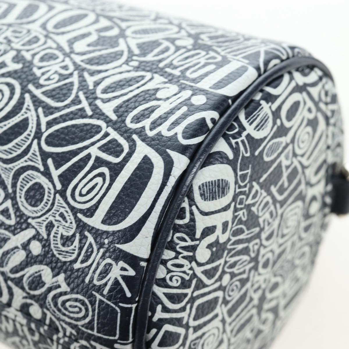 Christian Dior STUSSY Collaboration Bag Leather Navy Silver Auth 203259SAM