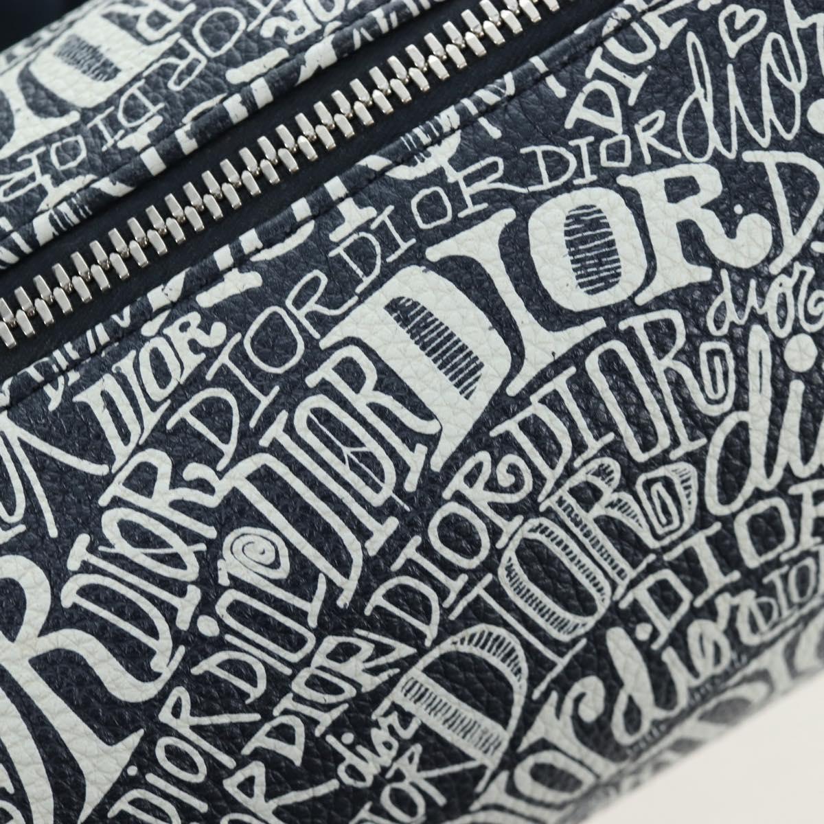 Christian Dior STUSSY Collaboration Bag Leather Navy Silver Auth 203259SAM