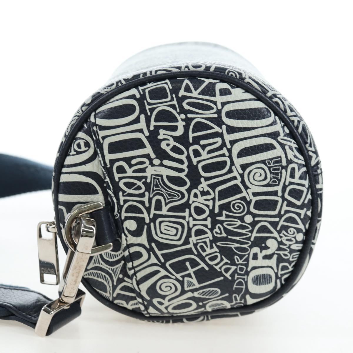 Christian Dior STUSSY Collaboration Bag Leather Navy Silver Auth 203259SAM