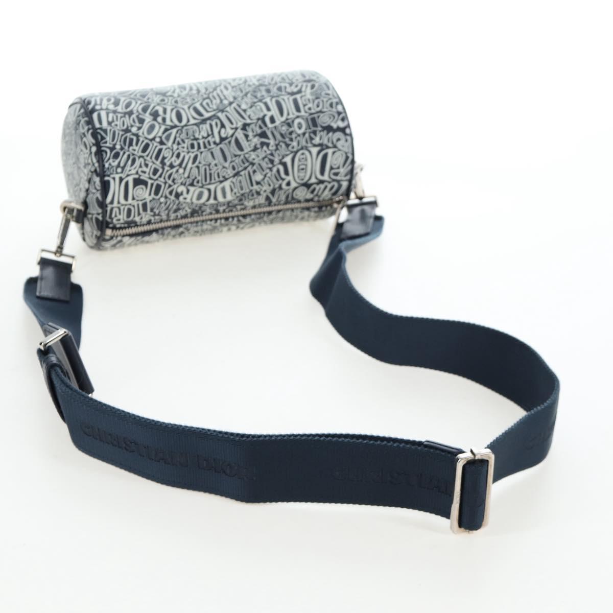 Christian Dior STUSSY Collaboration Bag Leather Navy Silver Auth 203259SAM