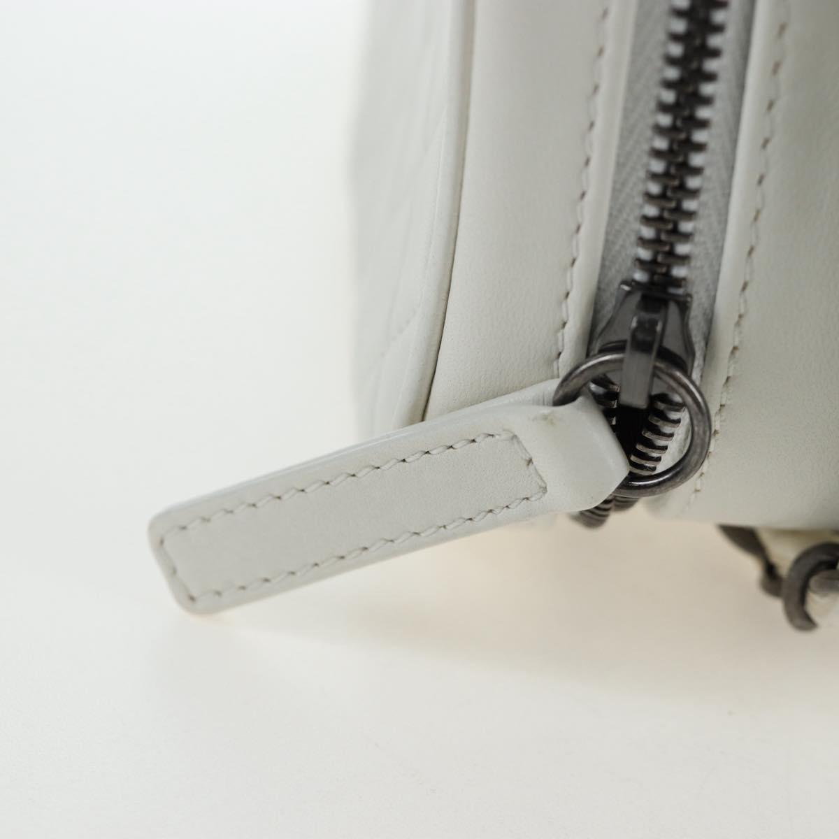 CHANEL Boy Chanel Chain Shoulder Camera Bag Lamb Skin White CC Auth 203260V