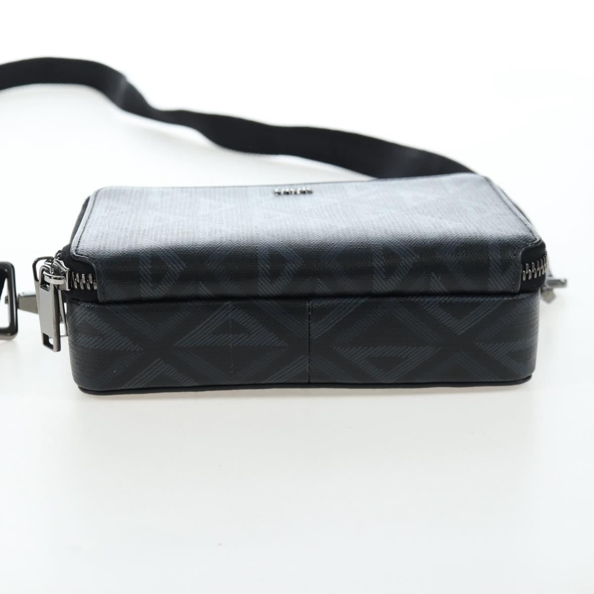 Christian Dior CD Diamond Messenger Shoulder Pouch PVC Black Silver Auth 203261V