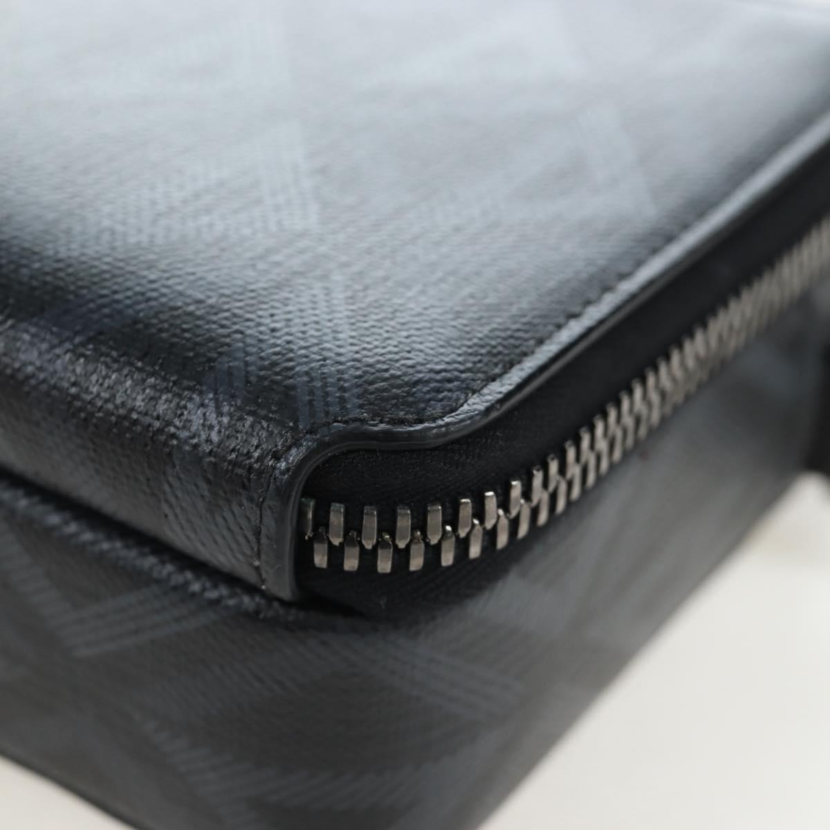 Christian Dior CD Diamond Messenger Shoulder Pouch PVC Black Silver Auth 203261V