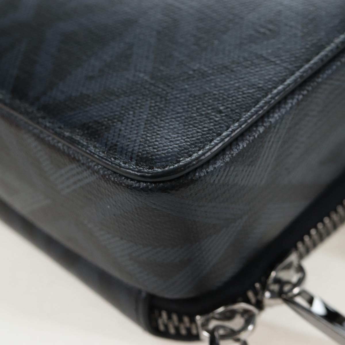 Christian Dior CD Diamond Messenger Shoulder Pouch PVC Black Silver Auth 203261V