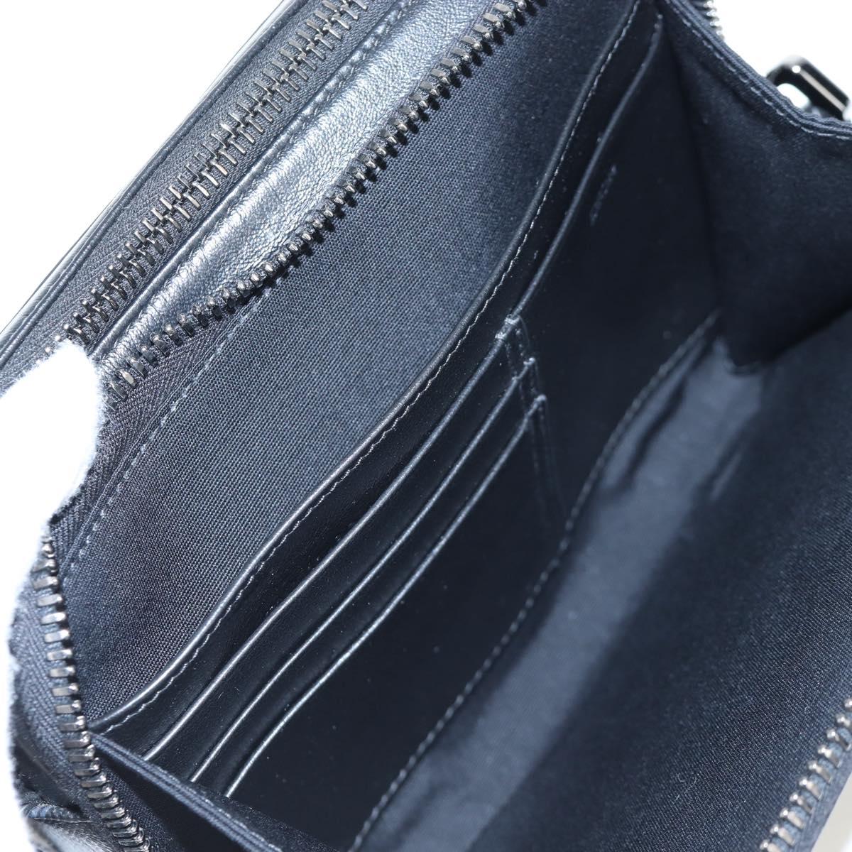 Christian Dior CD Diamond Messenger Shoulder Pouch PVC Black Silver Auth 203261V
