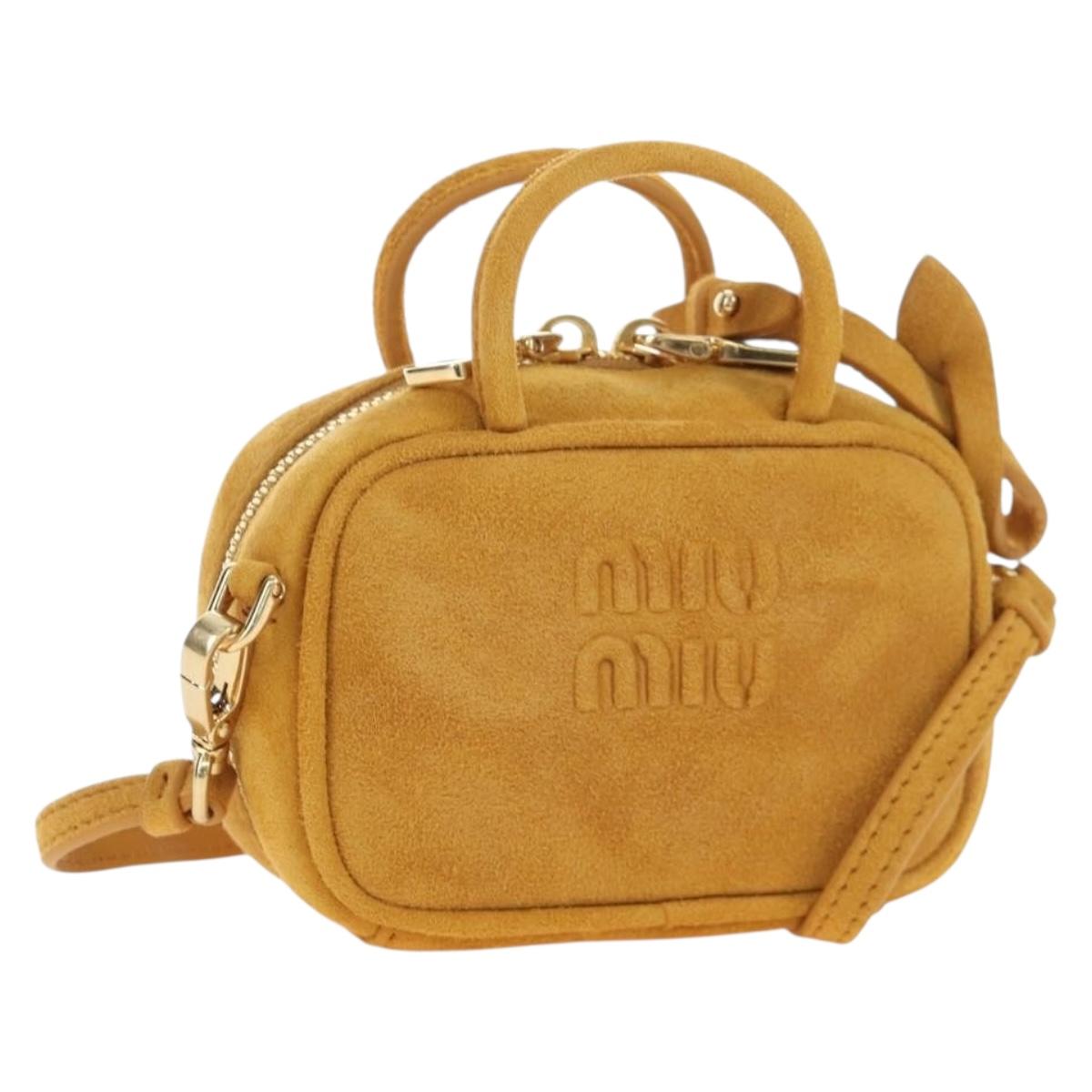 Miu Miu Micro Bag Suede 2way Yellow Gold Auth 203262M