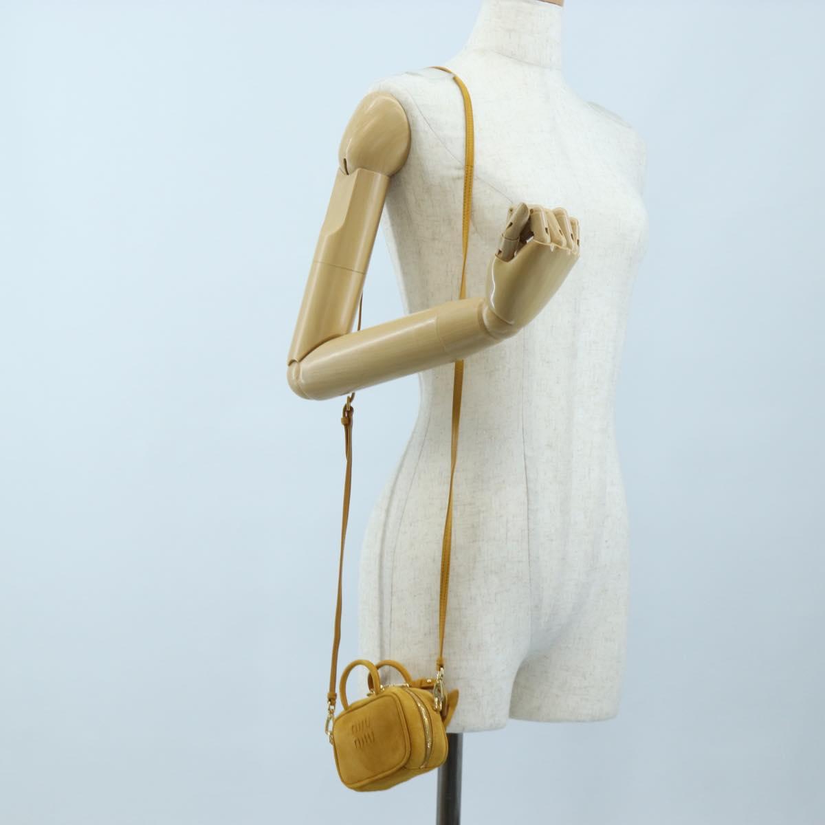 Miu Miu Micro Bag Suede 2way Yellow Gold Auth 203262M