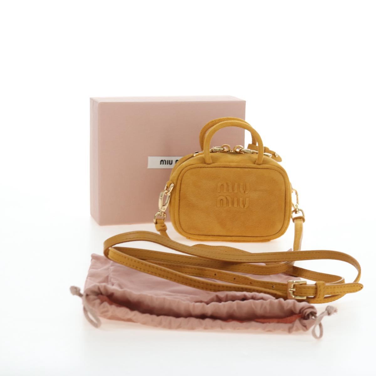 Miu Miu Micro Bag Suede 2way Yellow Gold Auth 203262M