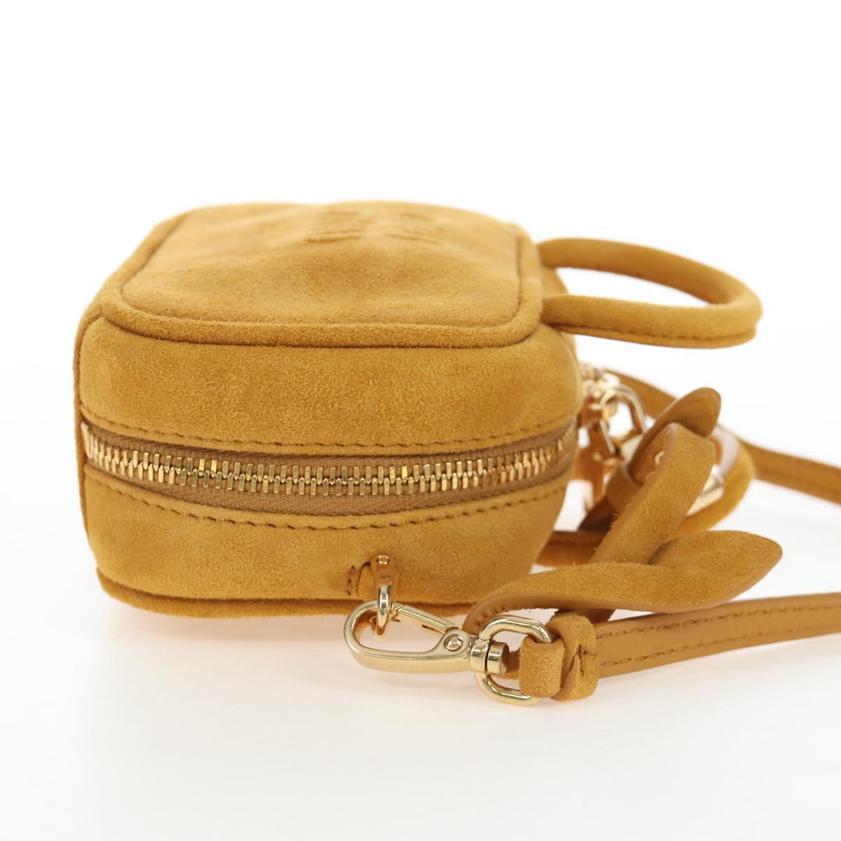 Miu Miu Micro Bag Suede 2way Yellow Gold Auth 203262M