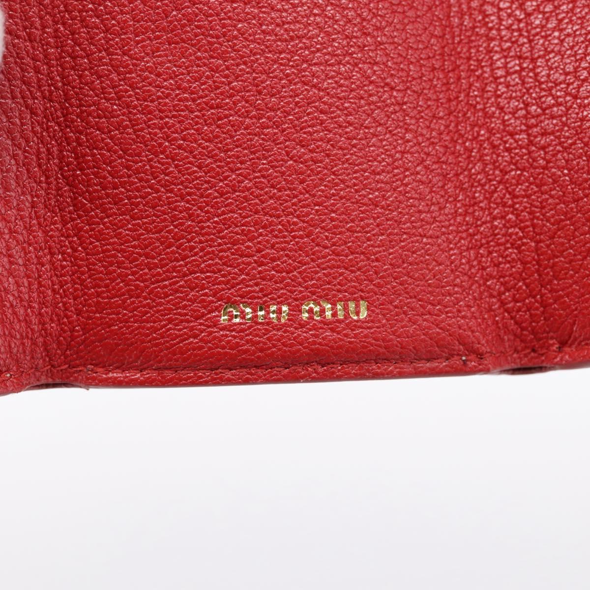 Miu Miu Trifold Wallet Leather Pink Gold Auth 203263A