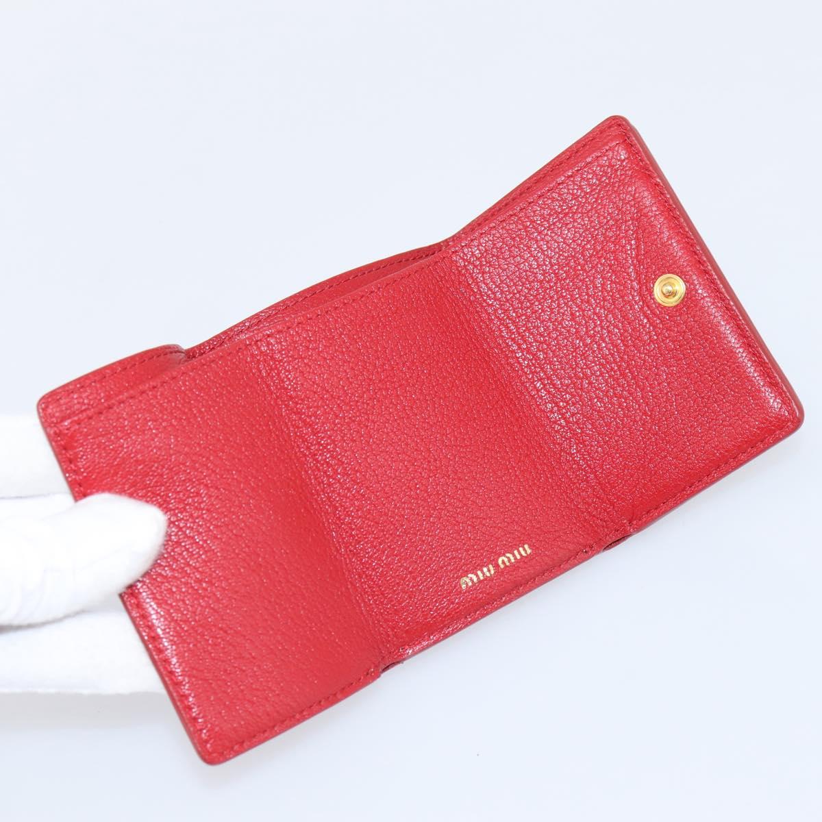 Miu Miu Trifold Wallet Leather Pink Gold Auth 203263A