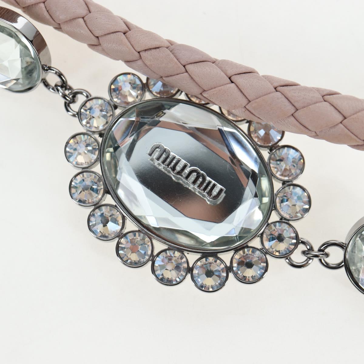 Miu Miu Nappa Crystal Matelasse Bag Leather 3way Pink Silver Auth 203264M