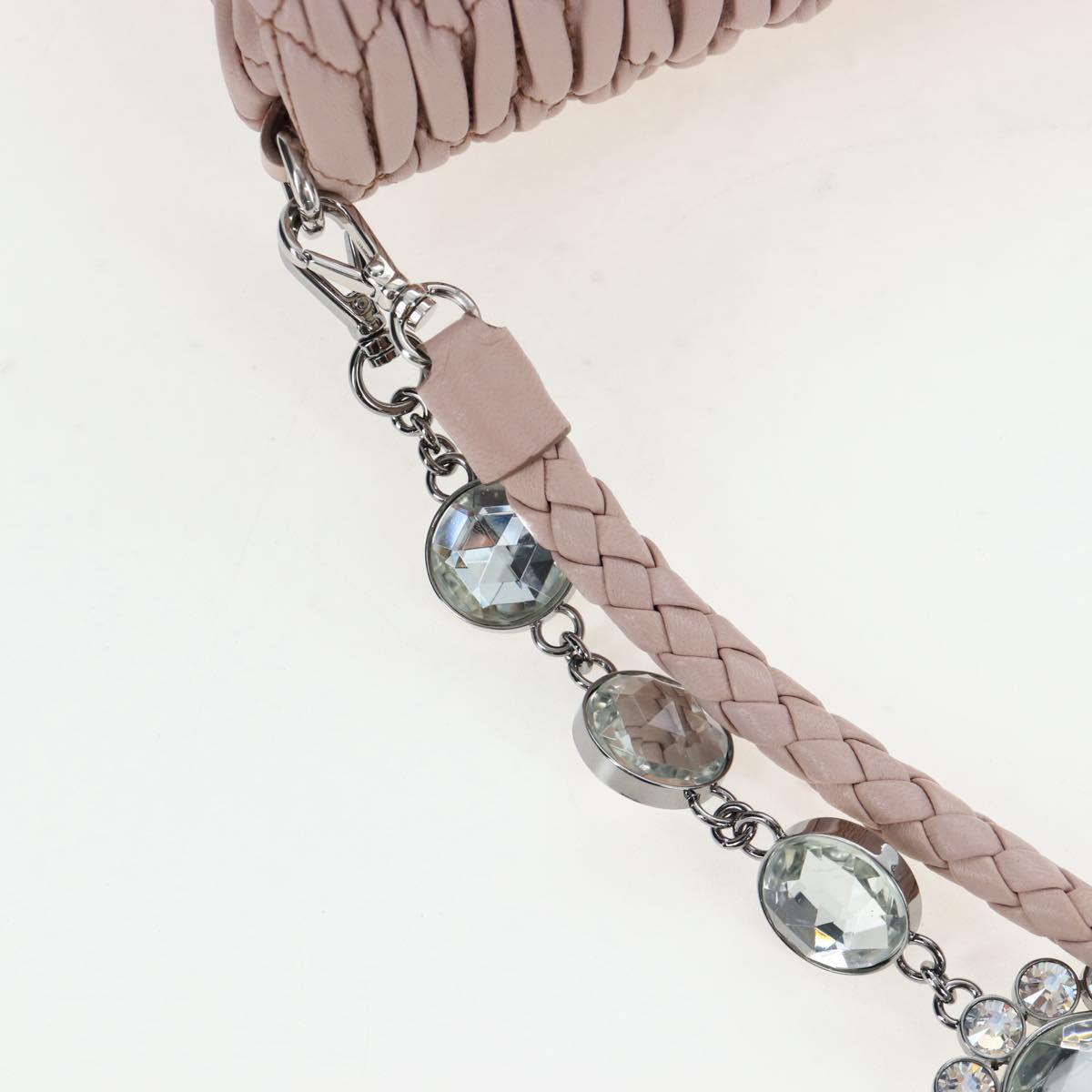 Miu Miu Nappa Crystal Matelasse Bag Leather 3way Pink Silver Auth 203264M