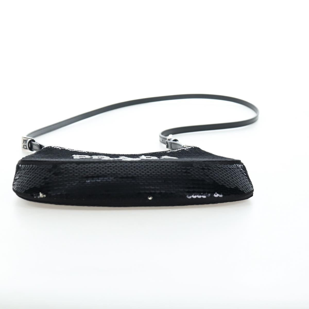 PRADA Shoulder Bag Sequin 2way Black Silver Auth 203265SAM