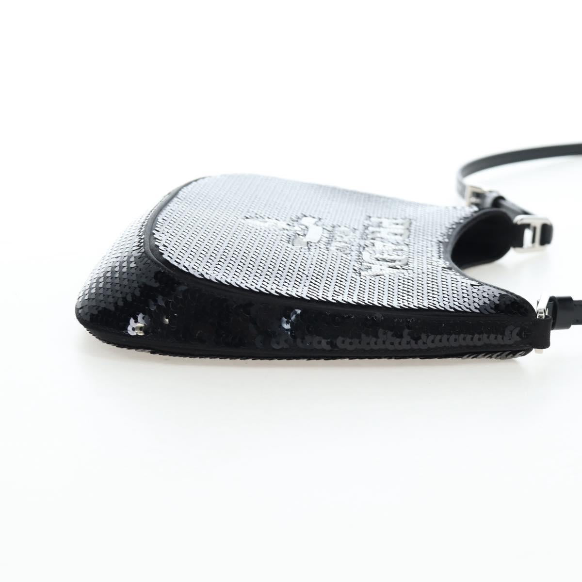 PRADA Shoulder Bag Sequin 2way Black Silver Auth 203265SAM