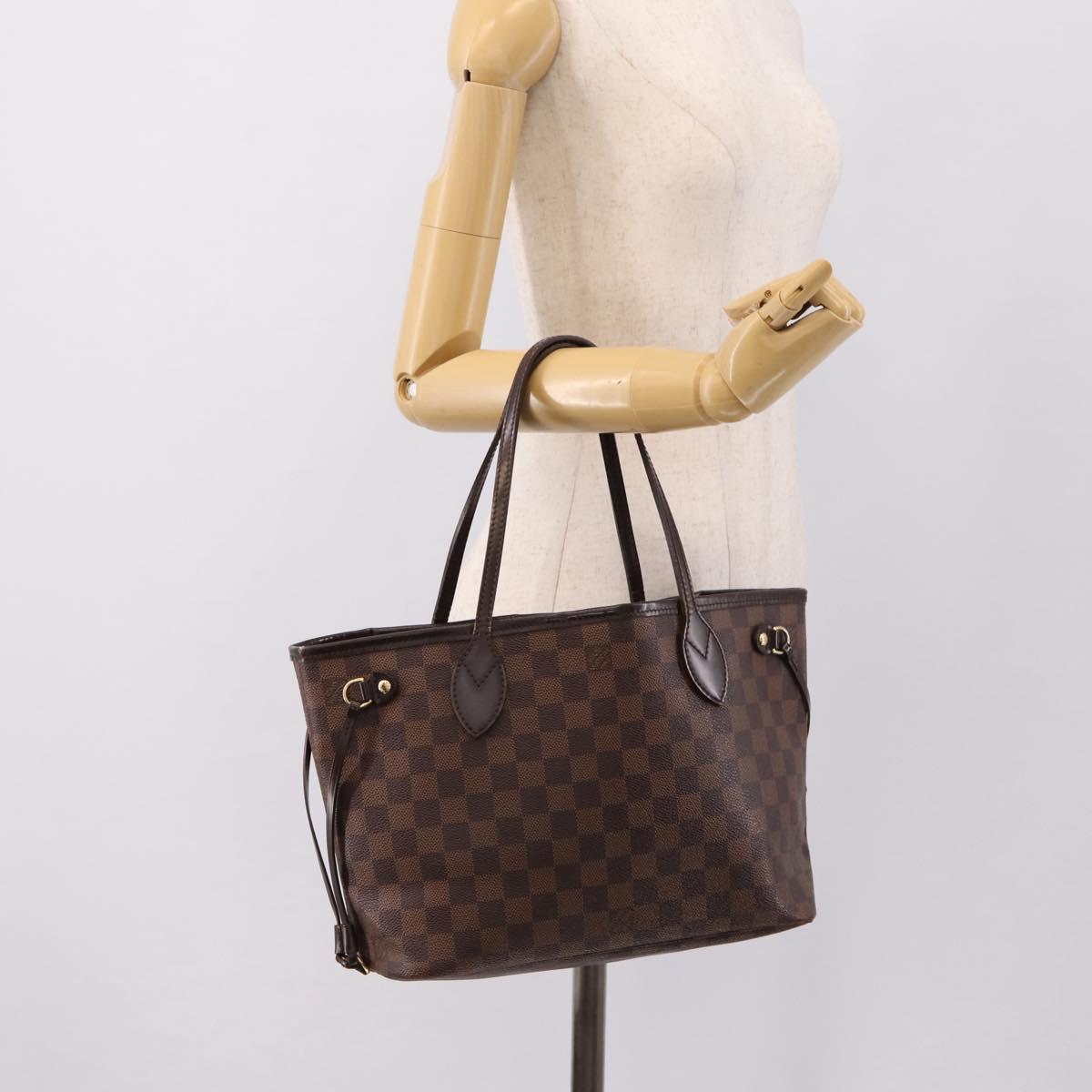 LOUIS VUITTON Damier Ebene Neverfull PM Tote Bag N51109 LV Auth 203266A