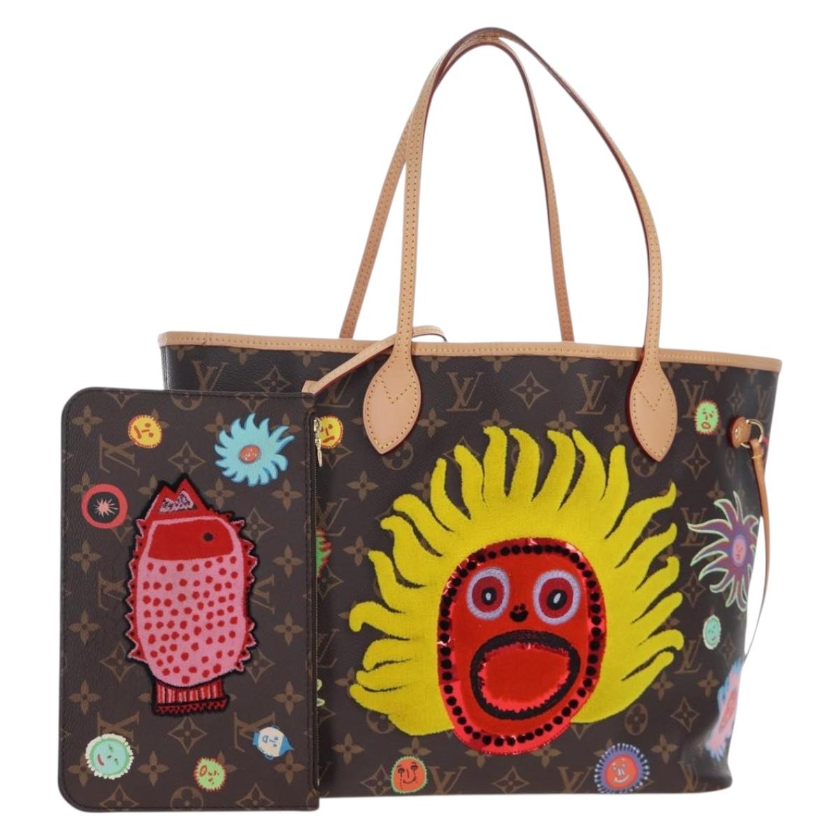 LOUIS VUITTON Yayoi Kusama Face Neverfull MM Tote Bag M46447 LV Auth 203277SAV