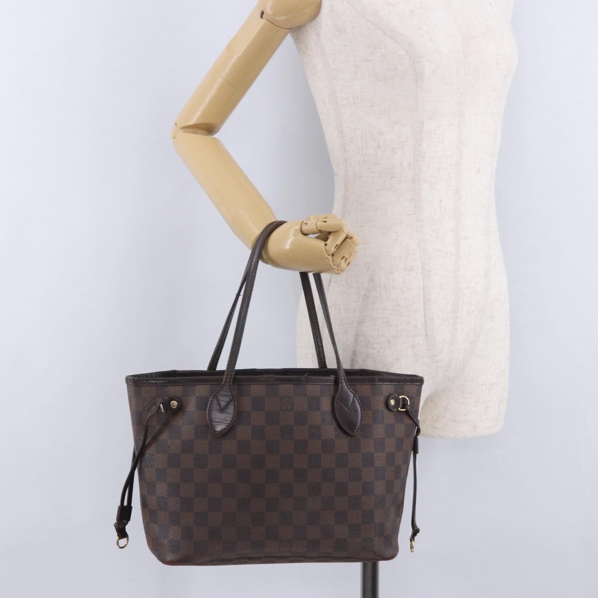 LOUIS VUITTON Damier Ebene Neverfull PM Tote Bag N51109 LV Auth 203282