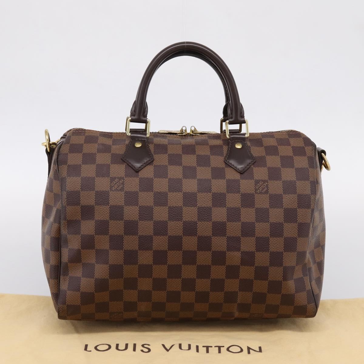 LOUIS VUITTON Damier Ebene Speedy Bandouliere30 Hand Bag N41367 LV Auth 203285V