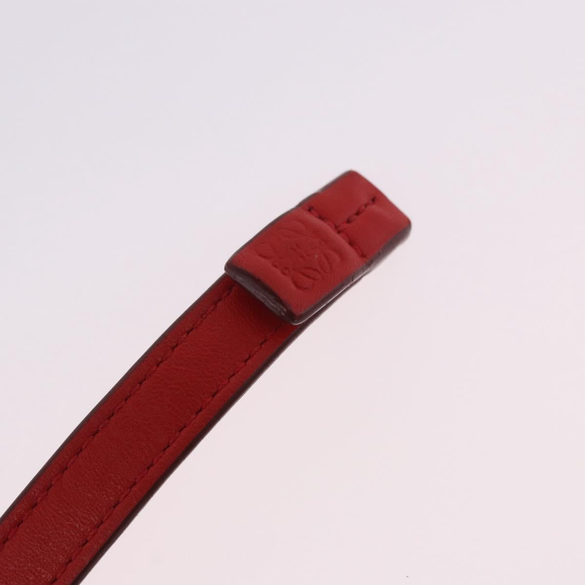 LOEWE Bangle Leather Red Silver Auth 203313A