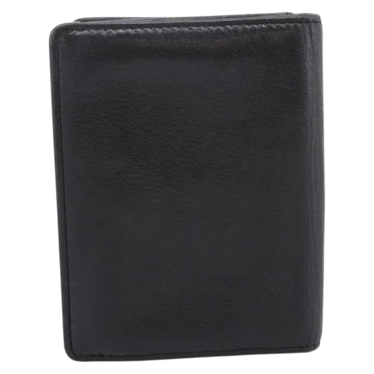 CHANEL Camelia Card Case Calf Skin Black CC Auth 203316A