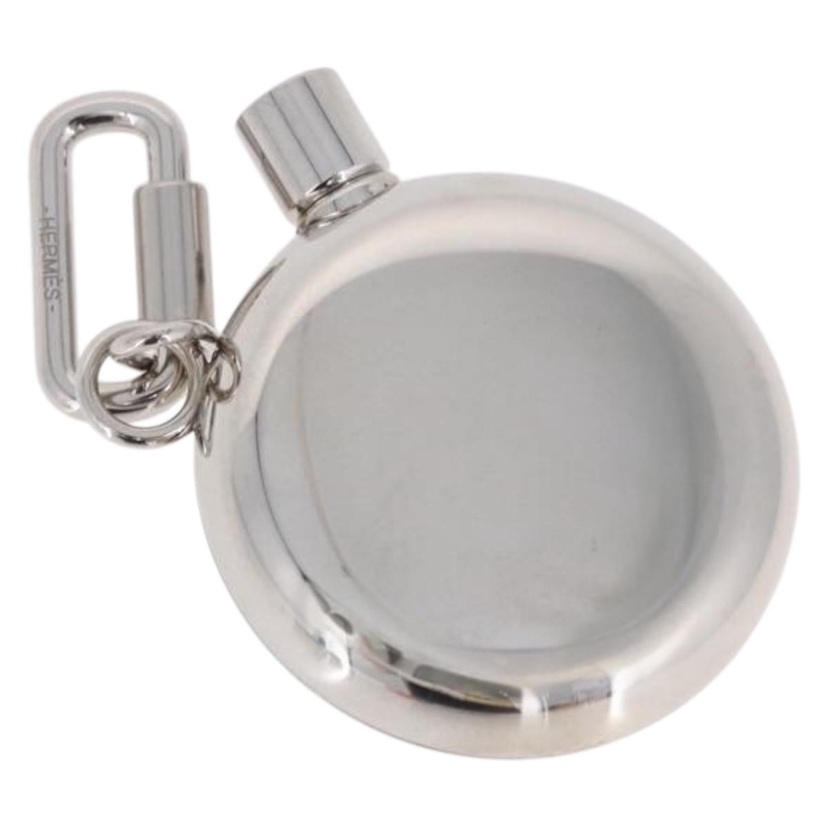 HERMES Perfume Bottle Charm Metal Silver Auth 203319