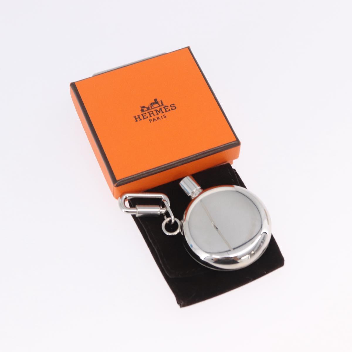 HERMES Perfume Bottle Charm Metal Silver Auth 203319