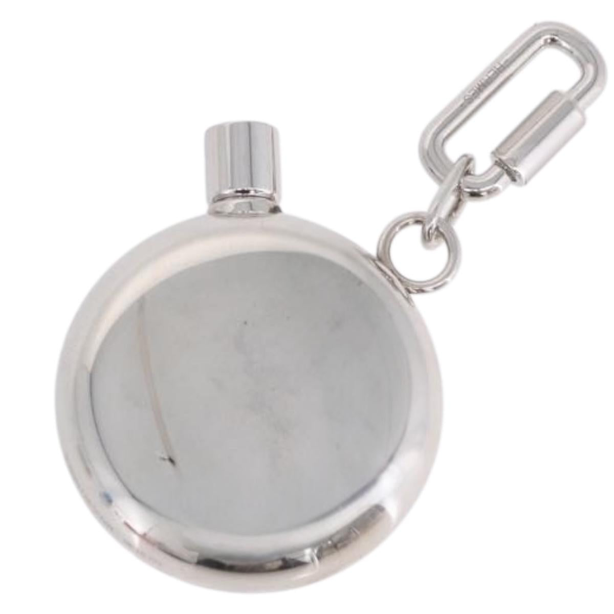 HERMES Perfume Bottle Charm Metal Silver Auth 203319