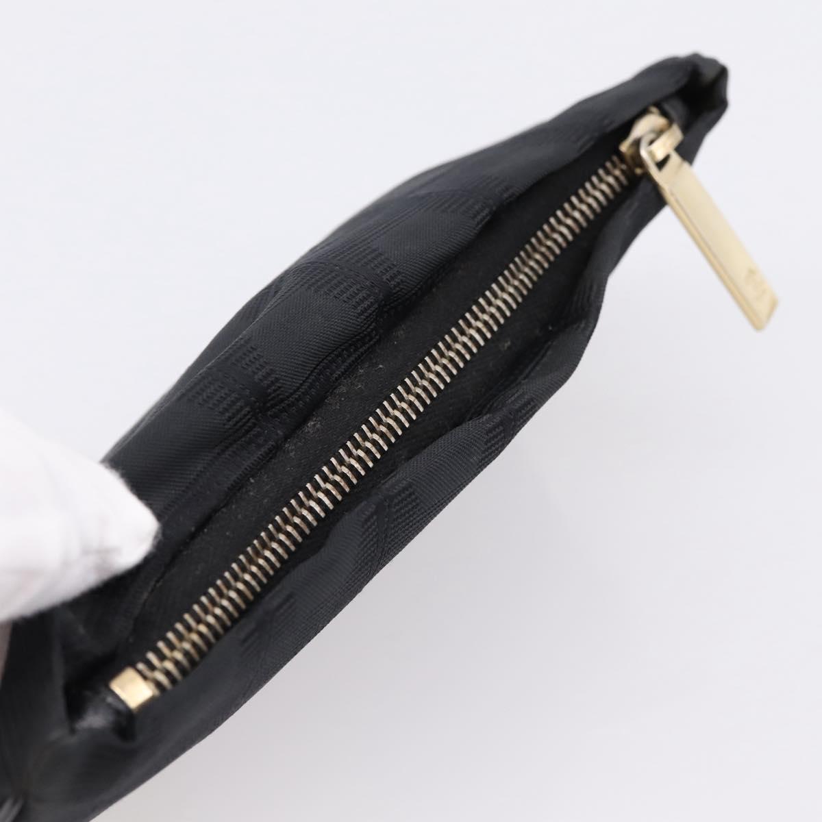 CHANEL New Travel Line Pouch Canvas Black Gold CC Auth 203320