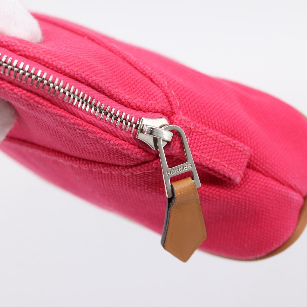 HERMES Bolide Pouch Canvas Pink Silver Auth 203321V