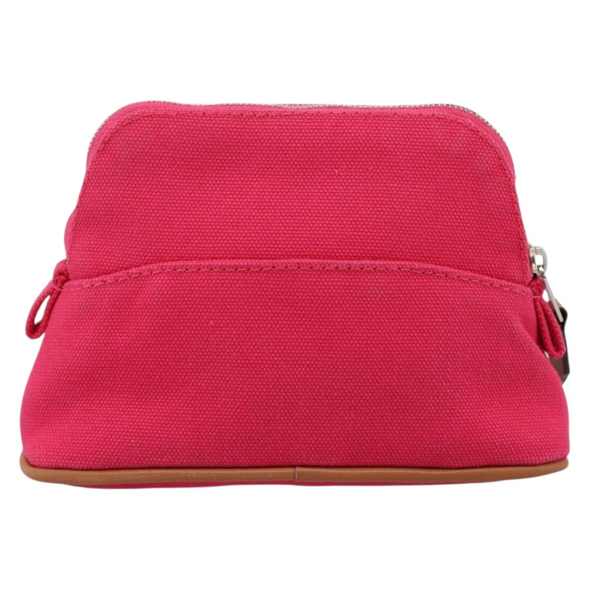 HERMES Bolide Pouch Canvas Pink Silver Auth 203321V
