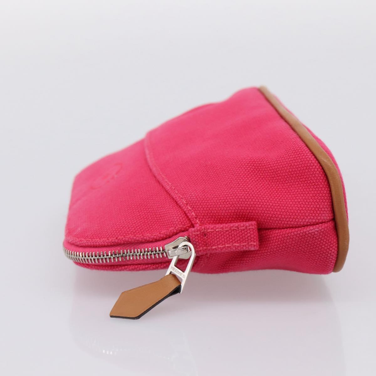 HERMES Bolide Pouch Canvas Pink Silver Auth 203321V
