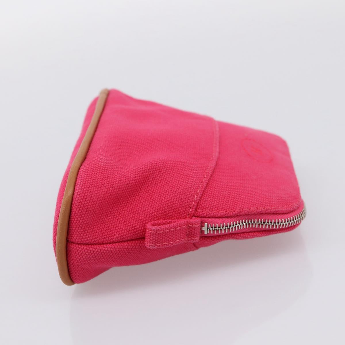 HERMES Bolide Pouch Canvas Pink Silver Auth 203321V