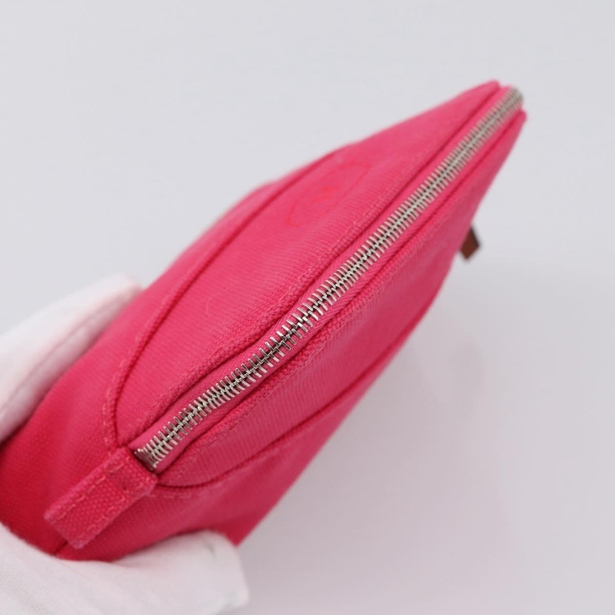 HERMES Bolide Pouch Canvas Pink Silver Auth 203321V